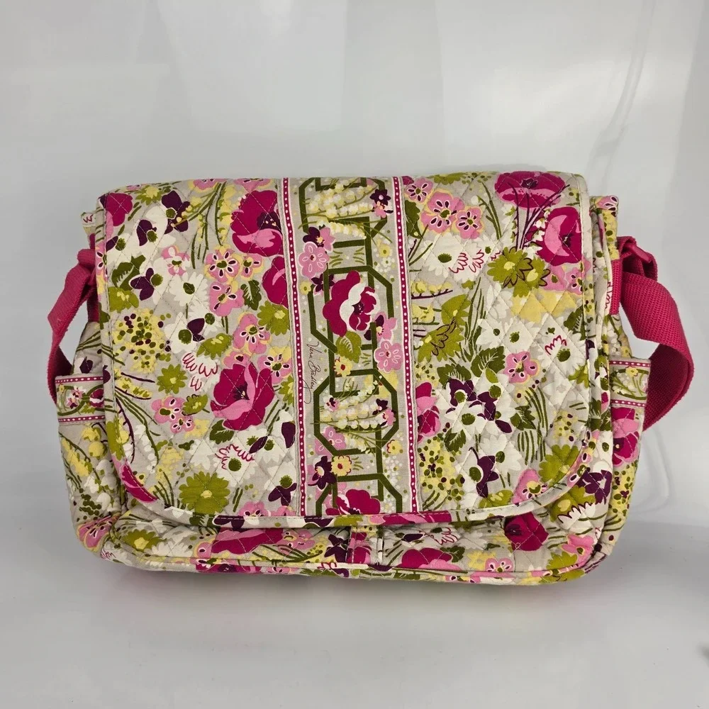 Vera Bradley Make Me Blush Quilted Laptop Messenger Bag Retired 2010 Floral